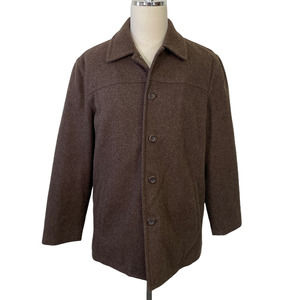 J.Crew Men's Large Brown Wool Blend Car Coat Mid Length Pockets